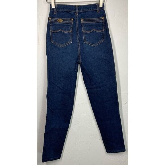 Peter Golding Vintage Blue Dark Wash High Rise Slim Fit Jeans 7-8 - Picture 5 of 7